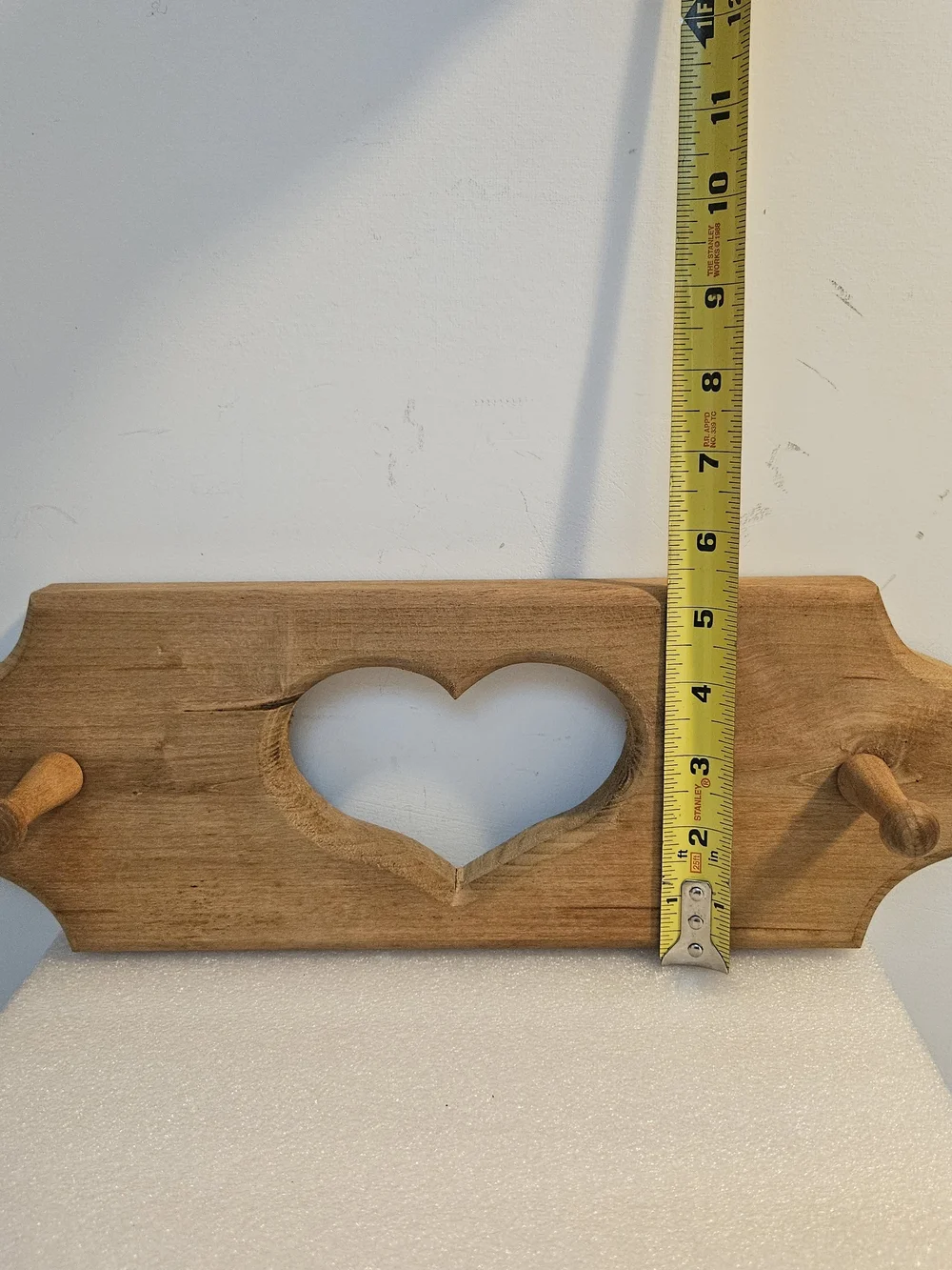 Rustic Heart Cutout Wooden Wall Hook - Natural Brown